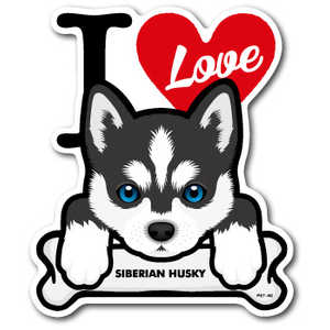 [lXebJ[ DOG STICKER SIBERIAN HUSKY PET-040