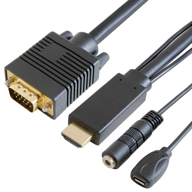 GOPPA GOPPA HDMI→VGAケーブル1m(φ3.5･microBポート搭載)ブラック GP-HDV15K-10 GP-HDV15K-10