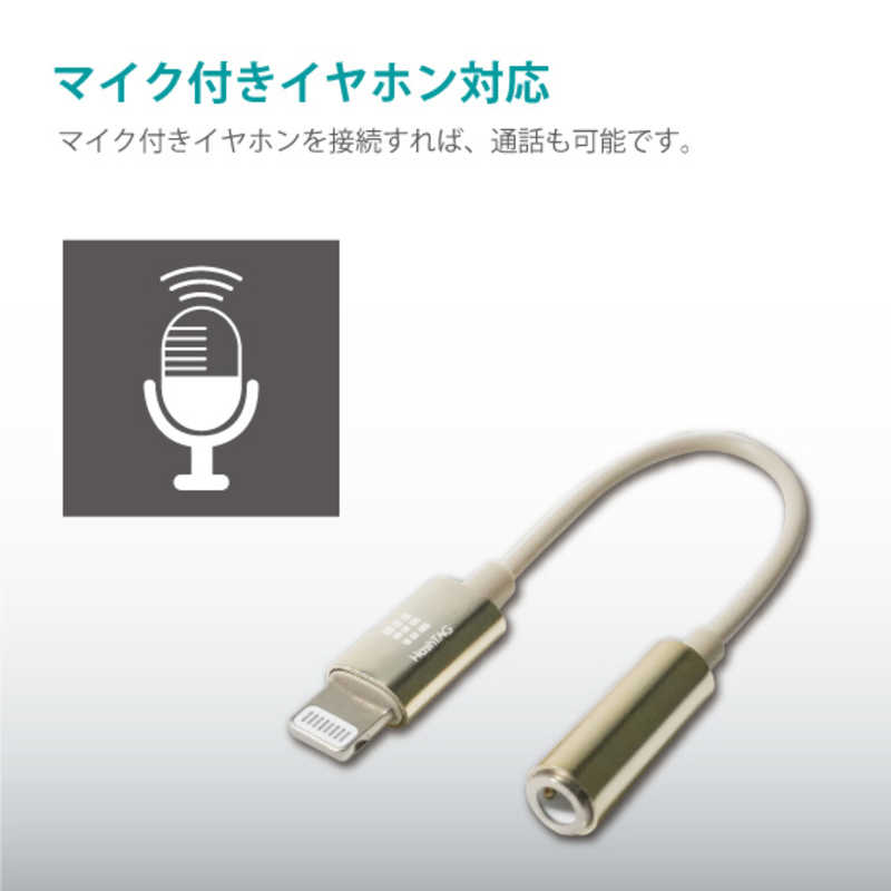 HASHTAG HASHTAG イヤホン端子 変換アダプター 3.5mmジャック - Lightningケーブル（12cm）ゴールド HT-AAOLH1GD HT-AAOLH1GD