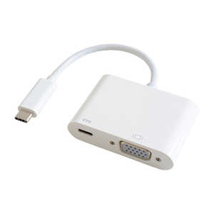 GOPPA 0.14m[USB-C オス→メス VGA+USB-C(給電用 USB PD対応)]3.2変換アダプタ ホワイト GP-CV15H/W