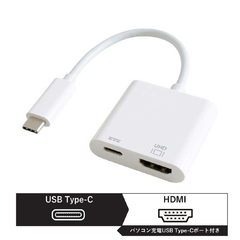 GOPPA GOPPA 0.14m[USB-C オス→メス HDMI 4K+USB-C(給電用 USB PD対応)]3.2変換アダプタ ホワイト GP-CHDH/W GP-CHDH/W