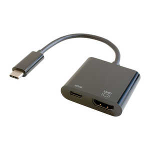GOPPA 0.14m[USB-C オス→メス HDMI 4K+USB-C(給電用 USB PD対応)]3.2変換アダプタ ブラック GP-CHDH/B