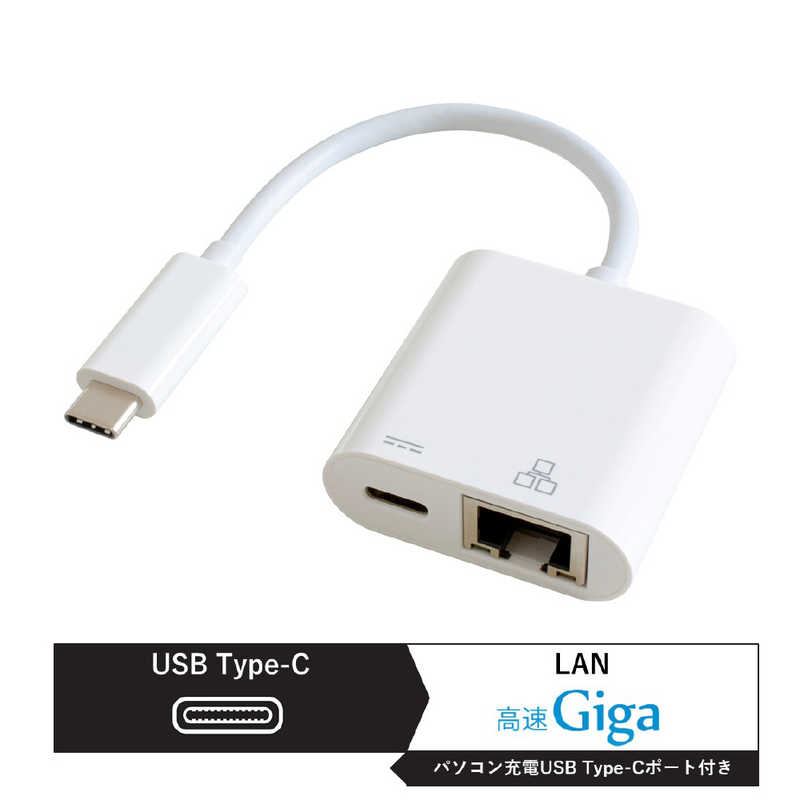 GOPPA GOPPA 0.14m[USB-C オス→メス LAN+USB-C(給電用 USB PD対応)]3.2変換アダプタ Giga対応 ホワイト GP-CR45H/W GP-CR45H/W