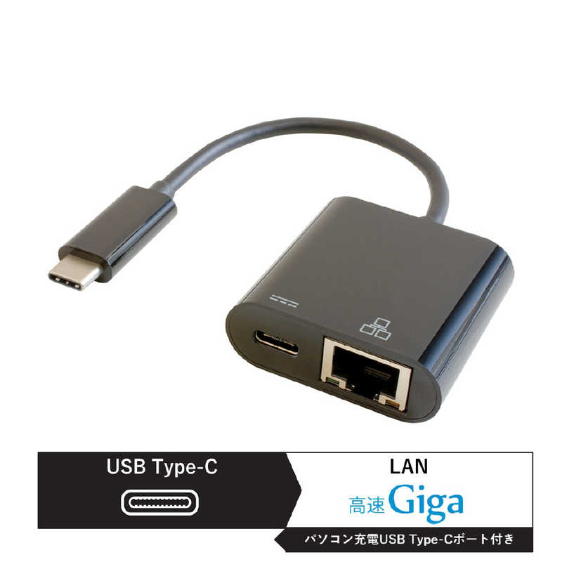 GOPPA GOPPA 0.14m[USB-C オス→メス LAN+USB-C(給電用 USB PD対応)]3.2変換アダプタ Giga対応 ブラック GP-CR45H/B GP-CR45H/B