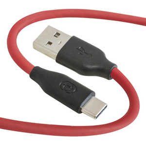 GOPPA シリコン採用やわらかケーブル USB-A⇒USB-Type-C 1m レッド GP-ACU2S100CM/R