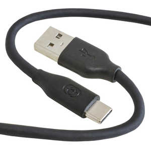 GOPPA シリコン採用やわらかケーブル USB-A⇒USB-Type-C 2.0m ブラック GP-ACU2S200CM/B