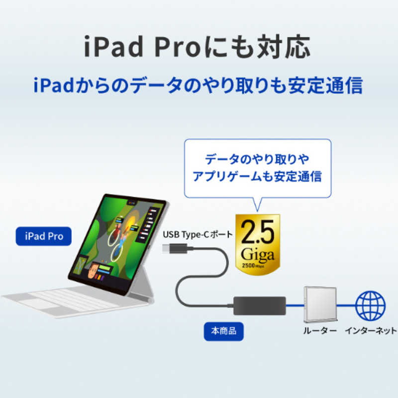 GOPPA GOPPA LAN変換アダプタ ［USB-C オス→メス LAN］ 2.5Gbps対応 ［TypeCオス］ GP-CR452GH/B GP-CR452GH/B