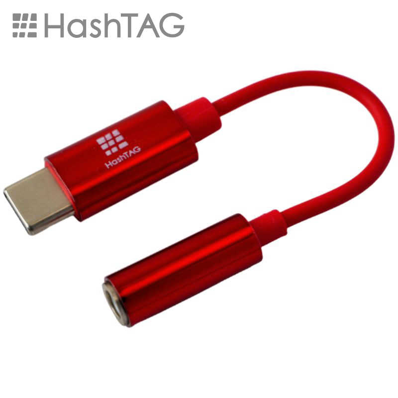 HASHTAG HASHTAG イヤホン端子 変換アダプター 3.5mmジャック - USB TypeC端子（12cm）レッド HT-AAOCH2RD HT-AAOCH2RD