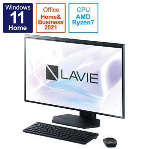 NEC デスクトップパソコン LAVIE A27(ダブルチューナ) ファインブラック [27型 AMD Ryzen7 メモリ:16GB SSD:1TB 2022年春] PC-A2797DAB