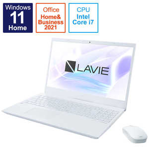 NEC ノートパソコン LAVIE パールホワイト [15.6型/Win11 Home/intel Core i7/メモリ:16GB/SSD:512GB/Office HomeandBusiness] PC-N1575EAW