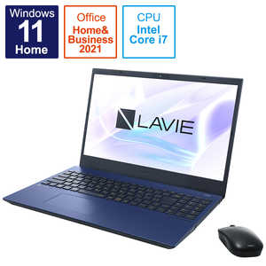 NEC ノートパソコン LAVIE ネイビーブルー [15.6型/Win11 Home/intel Core i7/メモリ:16GB/SSD:512GB/Office HomeandBusiness] PC-N1575EAL