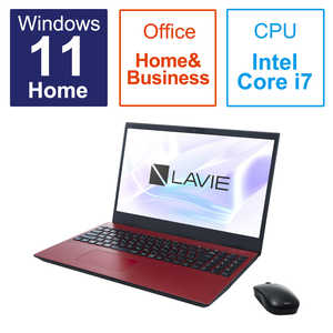 NEC ノートパソコン LAVIE N15 カームレッド［15.6型/intel Core i7/メモリ：16GB/SSD：256GB/Office HomeandBusiness］ PC-N1570FAR