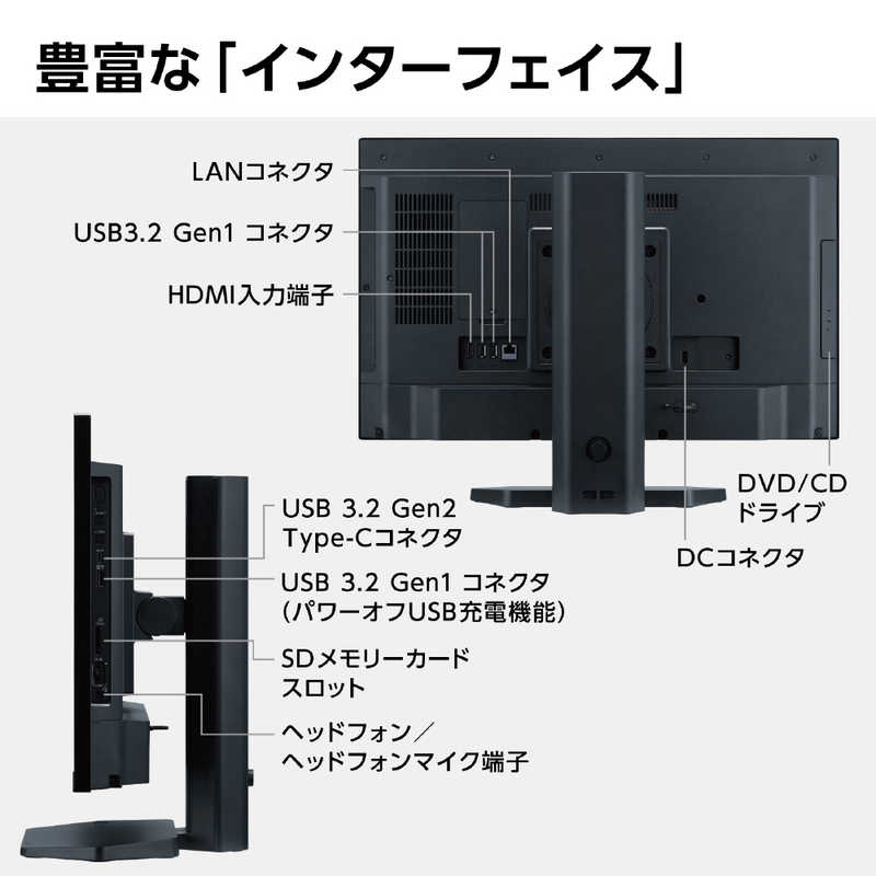 NEC NEC デスクトップパソコン LAVIE A23 ファインブラック [23.8型 /AMD Ryzen5 /メモリ：8GB /SSD：512GB /2023年5月モデル] PC-A2355GAB PC-A2355GAB