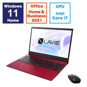 NEC ノートパソコン LAVIE N15 カームレッド [15.6型 /Win11 Home /Core i7 /メモリ：16GB /SSD：256GB /Office] PC-N1570GAR