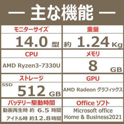 NEC ノートパソコン LAVIE [ 14型 / Win11 Home / Ryzen 3 / メモリ8GB