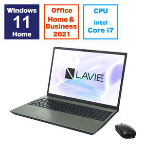 NEC 【アウトレット】ノートパソコン LAVIE [ 16型 / Win11 Home / Core i7 / メモリ16GB / SSD256GB / Office ] オリーブグリーン PC-N1670HAE