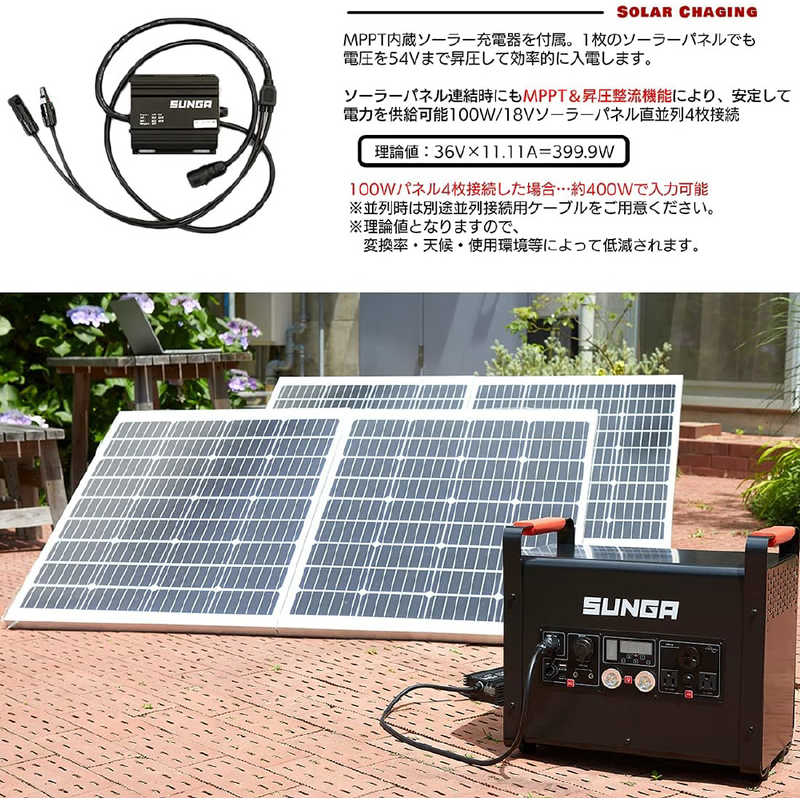 SUNGA SUNGA ポータブル電源 SUNGA ブラック SUNGA ［10出力 /AC・ソーラー充電］ LK3000 LK3000
