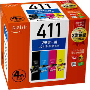 プレジール 互換プリンターインク ［ブラザー LC411-4PK］ 4色セット PLE-BR411-4P