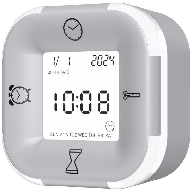 保土ヶ谷電子販売 保土ヶ谷電子販売 目覚まし時計 デジタル 回転式 置き時計 グレー AC-KTK-3GR AC-KTK-3GR