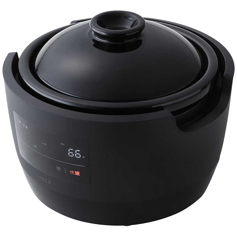 SIROCA SIROCA 炊飯器 3合 長谷園×siroca 全自動炊飯土鍋かまどさん電気 マイコン ブラック SR-E111 SR-E111