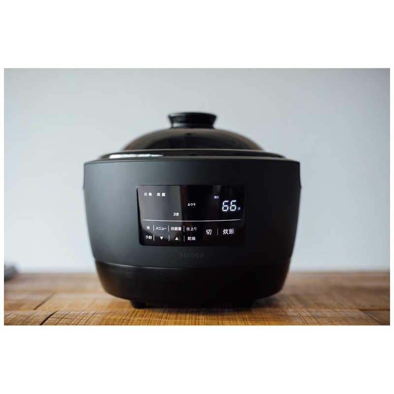 SIROCA SIROCA 炊飯器 3合 長谷園×siroca 全自動炊飯土鍋かまどさん電気 マイコン ブラック SR-E111 SR-E111