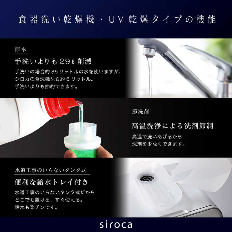 SIROCA SIROCA 食器洗い乾燥機 (食器点数11～20点) UV除菌機能 ［1～3人用］ ホワイト SS-MU251 SS-MU251