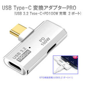 ROYALMONSTER USB TYPE-C�ϊ��A�_�v�^�[PRO (USB 3.2 Type-C�{PD100W�[�d�|�[�g) RM-2925