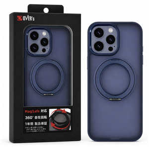 OVERS iPhone 13 Pro Max�p 360°���݃����O�P�[�X �K���X�U�����C �l�C�r�[ GZ-IPCS13PROMAX-NV