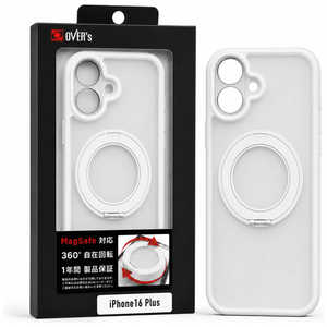 OVERS iPhone 16 Plus�p 360°���݃����O�P�[�X �K���X�U�����C �z���C�g GZ-IPCS16PLUS-WH