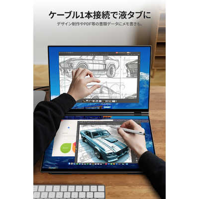 EHOMEWEI デュアルモニター 折りたたみ ミラーリング 拡張 薄型 USB-C