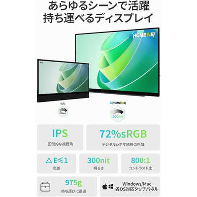 EHOMEWEI USB-C接続 PCモニター EHOMEWEI モバイルモニター