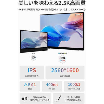 EHOMEWEI USB-C接続 PCモニター モバイルモニター Rシリーズ 