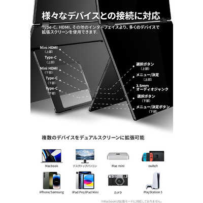 EHOMEWEI デュアルモニター 折りたたみ ミラーリング 拡張 薄型 USB-C