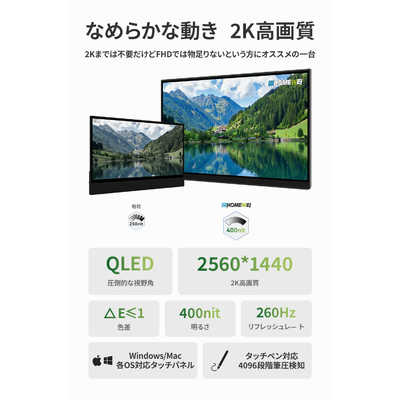 EHOMEWEI USB-C接続 モバイルモニター Lシリーズ(タッチパネル) ［15.6