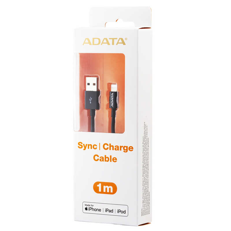 ADATA ADATA ライトニングケーブル iPhone /iPad /iPod 充電ケーブル 1m MFi認証 Type-A ＋ ブラック AMFIPL1MCBK AMFIPL1MCBK