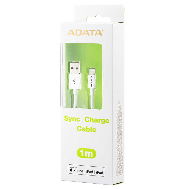 ADATA ADATA ライトニングケーブル iPhone /iPad /iPod 充電ケーブル 1m MFi認証 Type-A ＋ ホワイト AMFIPL1MCWH AMFIPL1MCWH