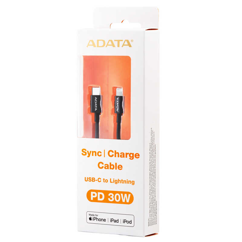 ADATA ADATA ライトニングケーブル iPhone /iPad /iPod 充電ケーブル 1m MFi認証 Type-C ＋ ブラック AMFICPL1MCBK AMFICPL1MCBK