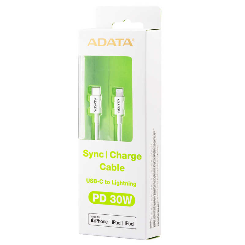 ADATA ADATA ライトニングケーブル iPhone /iPad /iPod 充電ケーブル 1m MFi認証 Type-C ＋ ホワイト AMFICPL1MCWH AMFICPL1MCWH