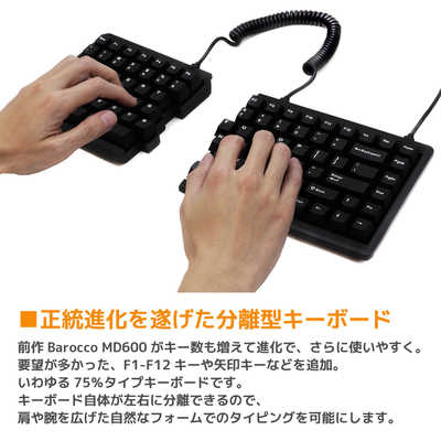MISTEL キーボード 左右分離型 Barocco MD770 英語US配列 ブラック 