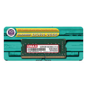 UMAX 増設用メモリ UM-SODDR4-2666[SO-DIMM DDR4 /16GB /1枚] UM-SODDR4S-2666-16G