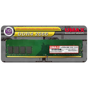 UMAX ���݃�����/ DDR4-2666/PC4-21300/288pin Unbuffered DIMM 16GB 1���g UM-DDR4-2666�V���[�Y �mDIMM DDR4 /16GB /1���n UM-DDR4S-2666-16GB/B