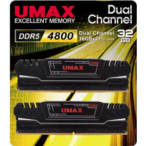 UMAX ݗp UM-DDR5-4800iq[gVNt)[DIMM DDR5 /16GB /2] UM-DDR5D-4800-32GHS