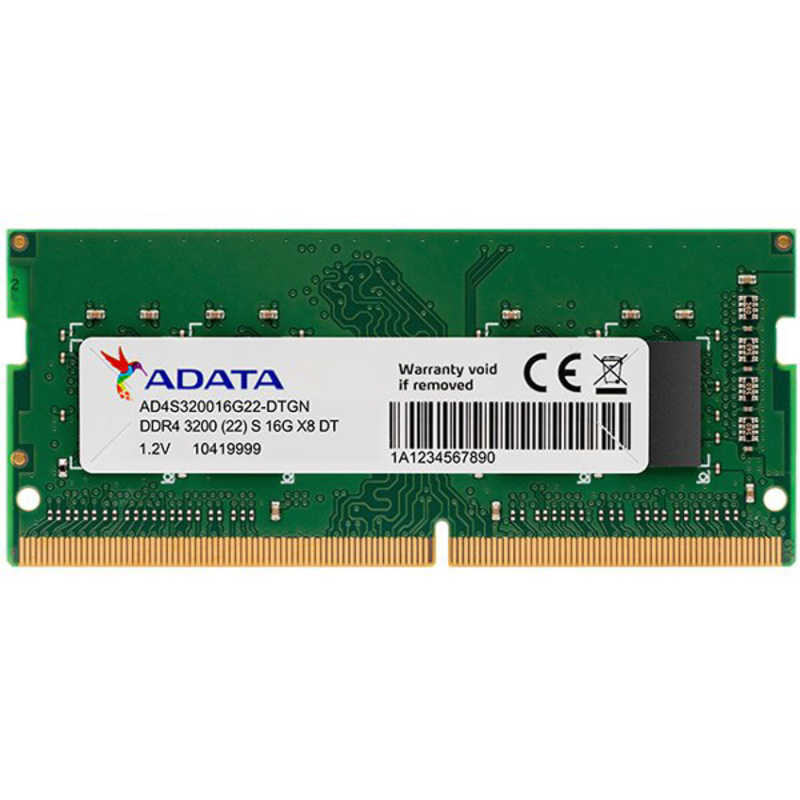 ADATA ADATA 増設用メモリ ノート用 DDR4-3200 PC4-25600 260PIN[SO-DIMM DDR4 /16GB /2枚] AD4S320016G22-DTGN AD4S320016G22-DTGN