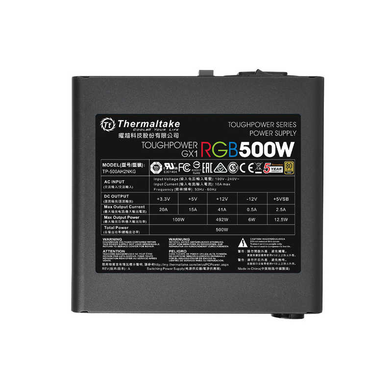 THERMALTAKE THERMALTAKE PC電源 TOUGHPOWER GX1 RGB GOLD 500W［500W /ATX/EPS /Gold］ PS-TPD-0500NHFAGJ-1 PS-TPD-0500NHFAGJ-1