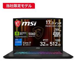 MSI ߥ󥰥Ρȥѥ [ RTX 5060 / 17.3 / Win11 Home / Core i7 / 32GB / SSD512GB ] ֥å Katana-17-HX-B14WFK-5060JP