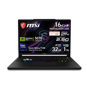 MSI �Q�[�~���O�m�[�g�p�\�R�� �m16.0�^ / Windows11 Home / intel Core Ultra 7 / �������F32GB / SSD�F1TB / 2026�N6�����f���n Raider-16-HX-B2WGX-2669JP