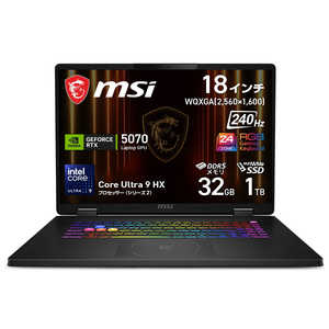 MSI �Q�[�~���O�m�[�g�p�\�R�� [ 18�^ / Win11 Home / Core Ultra 9 / ������32GB / SSD1TB ] Crosshair-18-HX-AI-A2XWGXKG-2680JP