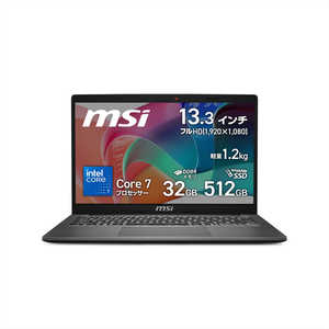 MSI ノートパソコン [ 13.3型 / Win11 Home / Core 7 / メモリ32GB / SSD512GB ] プラチナグレイ MODERN-13-F1MOG-5589JP