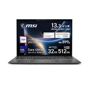 MSI �m�[�g�p�\�R�� [ Copilot+ PC / 13.3�^ / Win11 Home / Core Ultra 7 / 32GB / 512GB / M365 or Office ] �v���`�i�O���C Prestige-13-AI�{A3MG-2639