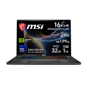 MSI �Q�[�~���O�m�[�g�p�\�R�� [ Copilot�{ PC / 16�^ / Win11 Home / Core Ultra 9 / ������32GB / SSD1TB ] Stealth-16-AI�{B3WH-2670JP